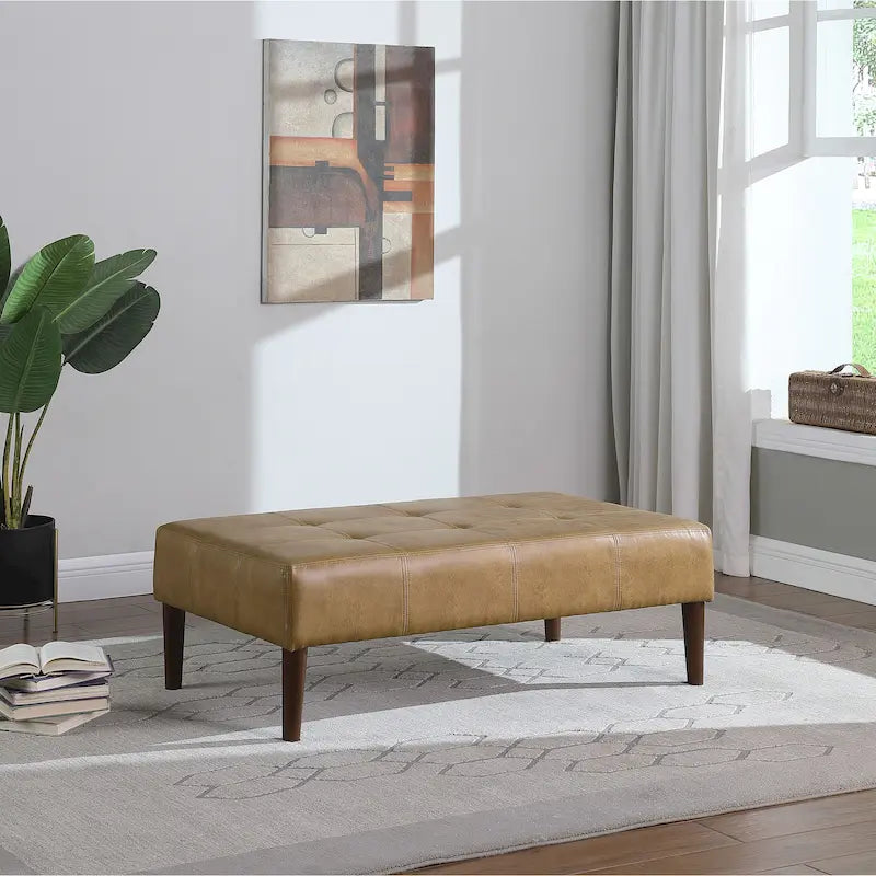 HomePop Tufted Coffee Table Ottoman - Full Leather