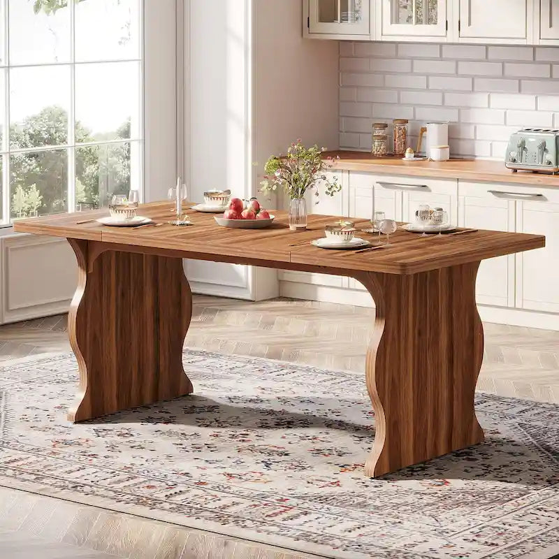 Modern Dining Table, 63 Rectangular Kitchen Table Black Dinner Table