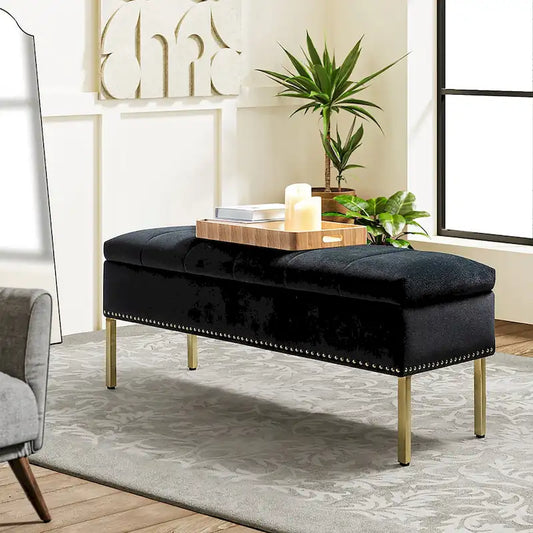 Egmont Contemporary Velvet Flip-Top Storage Bench by HULALA HOME