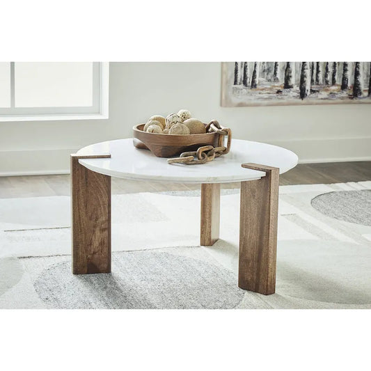 Signature Design by Ashley Isanti White/Brown Coffee Table - 33W x 33D x 18H