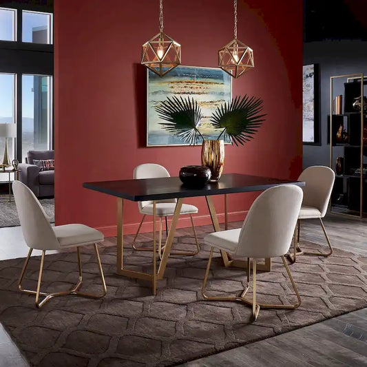 Cheyenne Black and Distressed Gold Finish Dining Set by iNSPIRE Q Modern