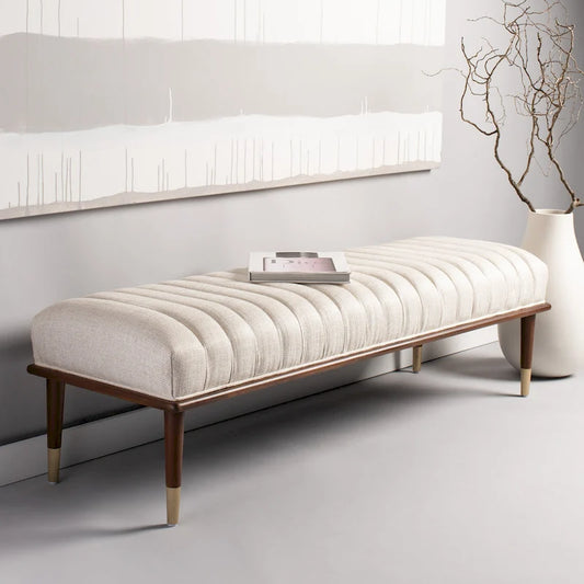 SAFAVIEH Couture Felicienne Mid-Century Bench - 63 W x 20 D x 18 H - 63Wx20Dx18H