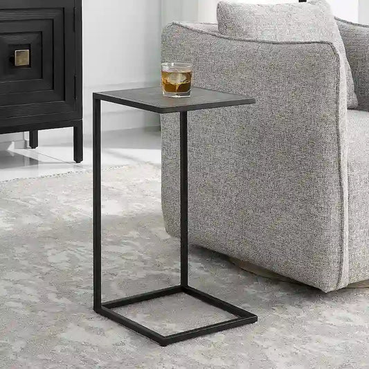 Antique Black Iron and Shagreen Accent Table by Matthew Williams